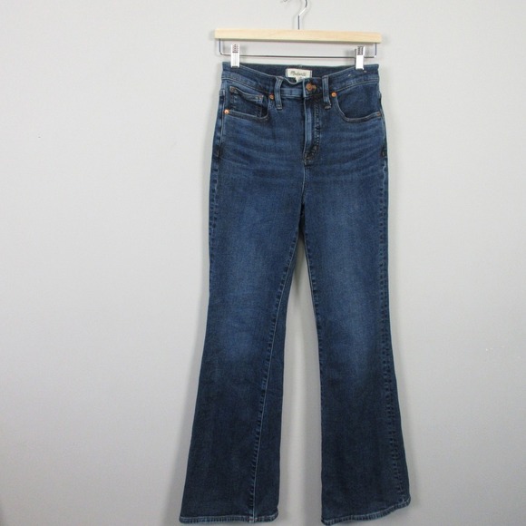 Madewell Skinny Flare Jeans Women 27 Blue Cotton Denim High Rise Bootcut 690 - Picture 1 of 11